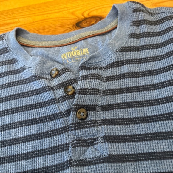 Outdoor life Thermal Henley Blue Stripe Mens L - Picture 2 of 6